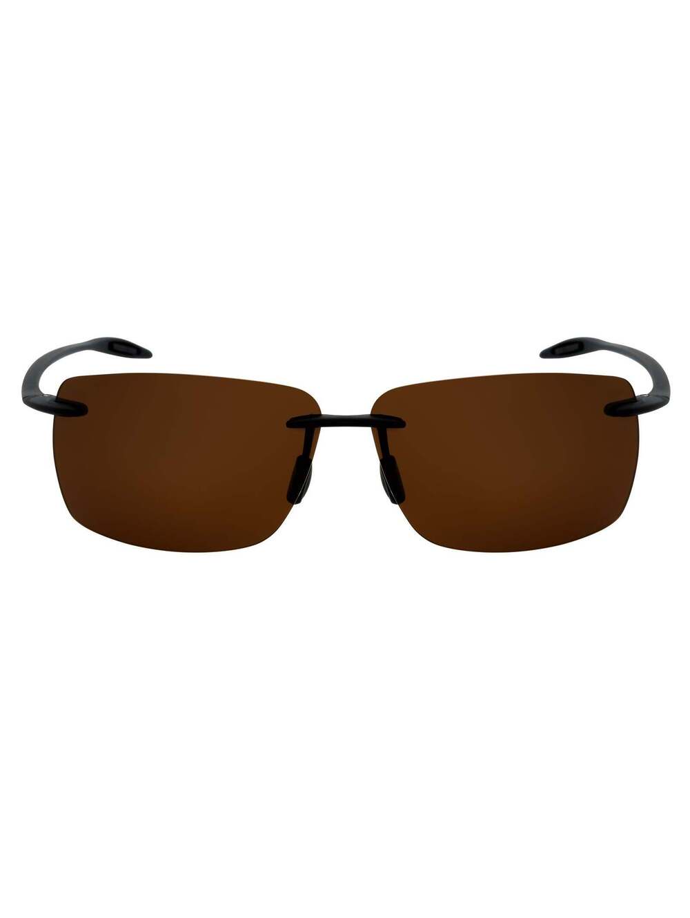 MAUI - Rimless TR90 Thin Sports Wrap Sunglasses Matte Black Brown Polarized